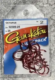 Gamakatsu Octopus Red Hooks Size 2 02309-25 Value Pack