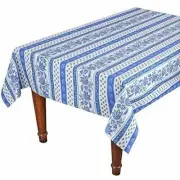 60x96" Rectangular Lisa White Cotton Coated Provence Tablecloth by Le Cluny