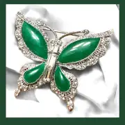 Jackie O Jacqueline Kennedy Butterfly Faux Green Brooch Silver JBK Camrose Kross