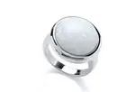 opal Ring Large opal Platinum Plated Sterling Silver ring