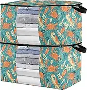sanluoli 60L 2 Pack Bed Sheet Storage Containers with Reinforced Handles, clear window Storage Bags For Closets