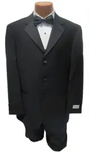 New Men's Chiarelli Black Tuxedo with Pants 3 Button with Satin Notch Lapels 40R