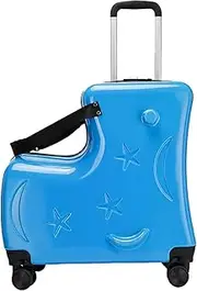 [ycezw] Kids Suitcase Roll - 3 Digit Password Lock, Secure Travel Case | 20 Inch Rolling Luggage with Seat Belt, Pedals & Handlebar, Rolling Trolley for Travel, Lake Blue, Se référer au descriptif, Refer to