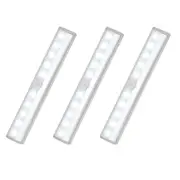 3Pack LED Motion Sensor Light PIR Cordless Night Light Closet Stair Battery Powered - White