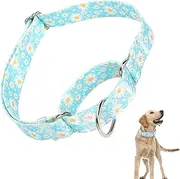 Martingale Dog Collar with Quick Release Dog Training Collars for Small Medium Large Dogs（Blue Flowers M）