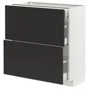 METOD / MAXIMERA base cab with 2 fronts/3 drawers, white/Nickebo matt anthracite, 80x37x80 cm