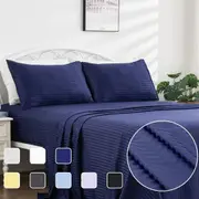 LINENOVA 1800TC Ultra Soft Comfort Sheet Sets Striped Bed Sheets 8 Colors