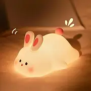 Night Light for Kids - Silicone Touch Lamp USB Rechargeable | Cute Bunny Design | Portable, Soft & Safe, Ideal for Nursery, Travel, Gift