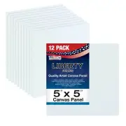 Blank Cotton Canvas Panels 5"x5" 12 Pack Mounted Art Boards Paint Supplies Craft