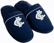 AFL Supporter Slippers - Carlton Blues - Mens Size - Fluffy Winter Shoes Slides - Mens 12-13