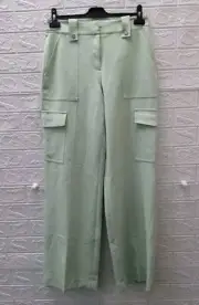 New White House Black Market Utility Wide Leg Pants Sage Mint Sz. 6R