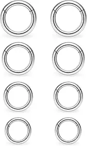 [Ocptiy] 16G 6PCS 316L Stainless Steel Septum Nose Rings Hoop Clicker Ring Lip Cartilage Tragus Helix Earrings Hoop Ring Piercing Jewelry Diameter 10MM