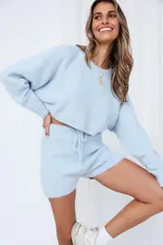 Live Young Crop Knit Sky Blue