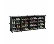 Black DIY Cube Shoe Cabinet Rack Storage Stackable Organiser 4 Column 4 Row - Clear Door