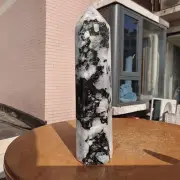 352g Large White Rainbow Moonstone Crystal Obelisk Tower Point Quartz Healing