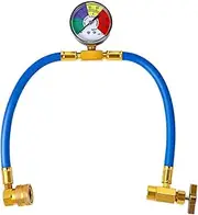 Samlee R134A AC Refrigerant Charge Hose Kit with Can Opener Tap Dispensing Valve and Pressure Gauge - Complete Set for Car AC Air Conditioning Refrigerant Recharge and Gas Charging