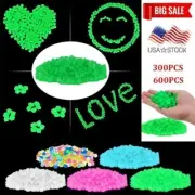 300/600PCS Glow in The Dark Pebbles Garden Glowing Rock Fish Tank Luminous Stone