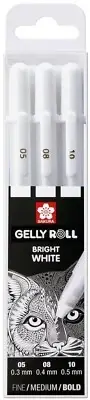 Sakura Gelly Roll Classic White Gel Ink Pen | Fine Medium Bold || 3 Pens NEW AU