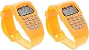 Uonlytech 2pcs Calculator Watch Portable Calculating Watch Geometric Operation Watch for Adults Boys Girls Orange