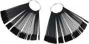 Baluue 50 Sheet Fan Shaped Nail Tips Palette 2pcs Set Plastic Black Nail Art Display Practice Reorderable