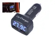 Car Charger Dual 2 USB Voltage Current Meter Tester Adapte-BLACK BLUE