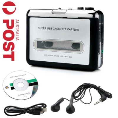Tape to PC Super USB Cassette-to-MP3 Converter Capture Audio Music Player AU