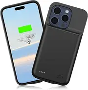 SlaBao iPhone 15 PRO Battery Case, 6800mAh Portable Charging Case for iPhone 15 Pro, Carplay Supported Rechargeable Battery Pack for Apple 15 PRO Backup Charger Case,6.1 inch Black