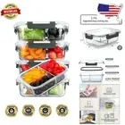 Microwave Safe 5-Pack Glass Lunch Containers with Airtight Lids & Compartments