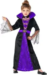 Kids Purple Vampire Costume Girls Vampiress Dracula Dress Halloween 3 - 14 yrs