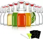 4oz Airtight Swing Top Glass Bottles - Small Flip Top Containers for Liquids