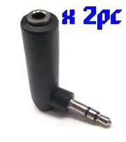 From OZ Quality 2PC Right Angle 3.5mm 1/8" Male to 3.5 Fem Stereo Adaptor Silver