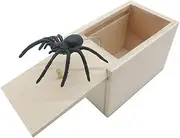DE Spider Prank Scare Box，Wooden Surprise Box，Handmade Fun Practical Surprise Joke Boxes ,Gags & Practical Joke Toys Halloween