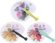 Mobestech 3Pcs Retro Folding Handheld Fans Portable Dancing Props for Summer Parties Lightweight Vintage Design for Weddings Stage Performances and Home