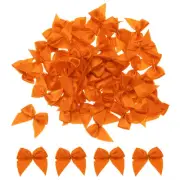 150 Pcs Mini Ribbon Bow 1.2" Mini Fabric Satin Craft DIY Orange