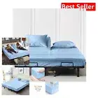 Split Head Flex Top King Cotton Sheets - 600TC, Machine Washable, Light Blue