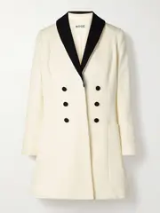 [BODE] BODE - Seymour Two-tone Cotton-twill Mini Dress - Cream - US10 US 10 Cream