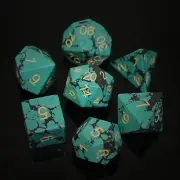 Synthetic Green Turquoise Dice Set Gemstone Dice Set of 7 for DND Board Game Tab