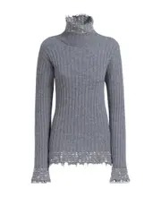 Marni Raw-Cut Edge High Neck Long Sleeved Sweater IT42 Gray
