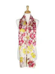 AamiraA Amaryllis Floret Mulberry Chiffon Silk Stole Women Scarf Free Shipping