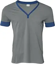 [VgueElegc] Mens V-Neck Knit Baggy Tee Gym Workout Slim Fitted T Shirts Regular Fit Casual T Shirt Tops for Men, Light Gray, Small
