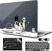 MEEgoodo Case for M4 MacBook Pro 16 inch Case 2024 2023 2021, Fit Model A3403/A3186/A2991/A2780/A2485 M3 M2 M1 Pro/Max Chip, Laptop Hard Shell Cases with Keyboard & Camera Cover, Astronauts & Alien