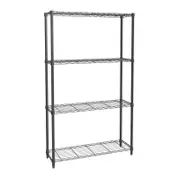 Pinnacle 1600 x 900 x 300mm 4 Tier Black Chrome Wire Shelving Unit