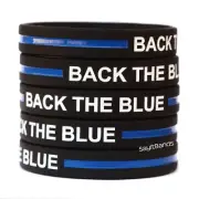 5 BACK THE BLUE Wristbands - Silicone Awareness Bracelets with Thin Blue Line