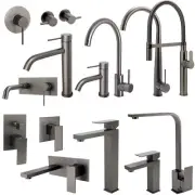 KYLINS Gun Metal Grey Tall Basin Mixer Pull Out Kitchen Sink Tap Laundry Faucet