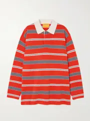 [Guest In Residence] Guest In Residence - Striped Cashmere Polo Shirt - Red - x small x small Red