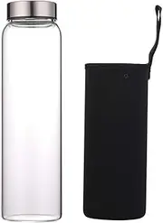 Sunkey Glass Water Bottle 32 oz High Borosilicate with Neoprene Sleeve, BPA FREE