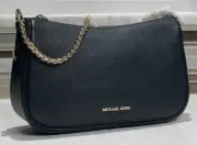 MICHAEL KORS CARMELA MEDIUM ZIP CROSSBODY BAG SHOULDER MK BLACK GOLD 2 STRAPS