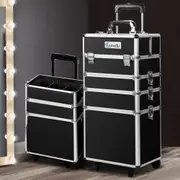 1X Embellir Makeup Case Beauty Trolley Cosmetic Organiser Box Travel Wheels Black