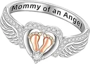 [Generic] Mom Loss Jewelry, Angel Wing Footprint, Pregnancy Loss Keepsake, Baby Loss Ring, Grieving Mom Ring, Heart Footprint Jewelry, Child Memorial Jewelry, Remembrance Jewelry Ring, Angel Wing Jewelry, Elega