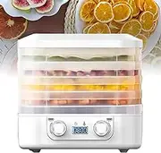 Food Dehydrator Machine, 5 Layer Electric Food Dehydrator with Adjustable Thermostat(35-70℃) and Digital Timer Double Knob, Household Fruit Dryer for Food, Jerky, Meat, Fruit, Herbs and Vegetable